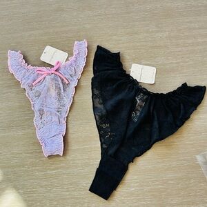 2X Free People Intimately Women's Gia Tanga & Thong Lace Floral Panties Size XS